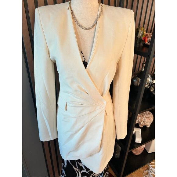 Zara Draped Blazer Mini Dress Wrap White SIZE XS BLOGGERS FAVORITE - Picture 2 of 8